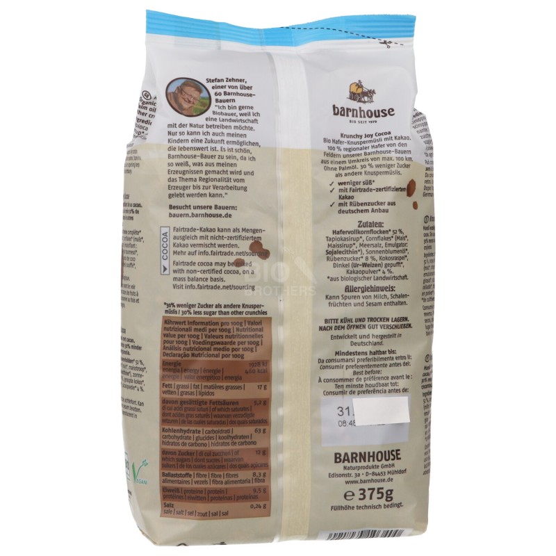 GRANOLA KRUNCHY JOY CACAO 375G BARNHOUSE