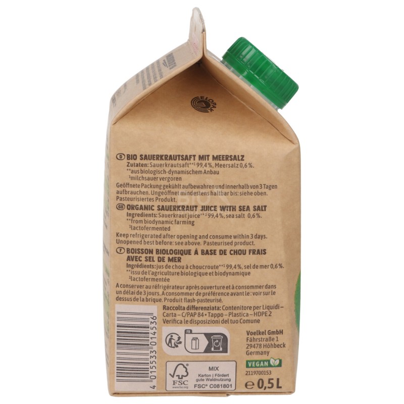 SUCCO DI CRAUTI LACTO-FERMENTATO DEMETER 500ML VOELKEL