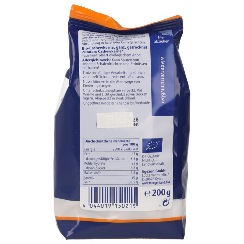 ANACARDI BIOLOGICI 200G MORGENLAND