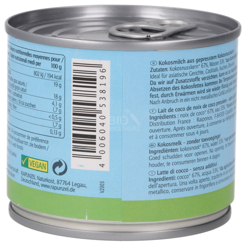 LATTE COCCO 200ML RAPUNZEL
