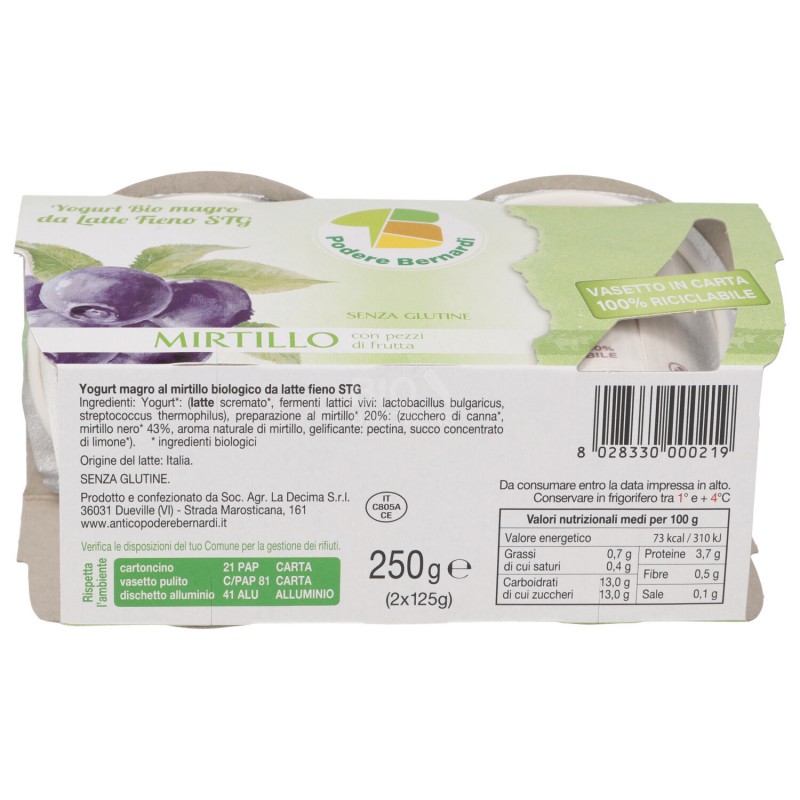 YOG. MAGRO MIRT. 2X125GR BERNARDI
