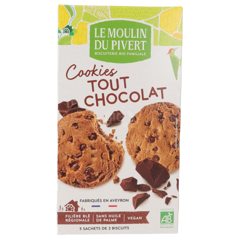 BISCOTTI COOKIES AL CIOCCOLATO BIO 175G LEMOULINDUPIVERT