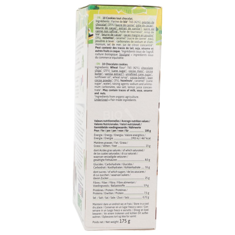 BISCOTTI COOKIES AL CIOCCOLATO BIO 175G LEMOULINDUPIVERT