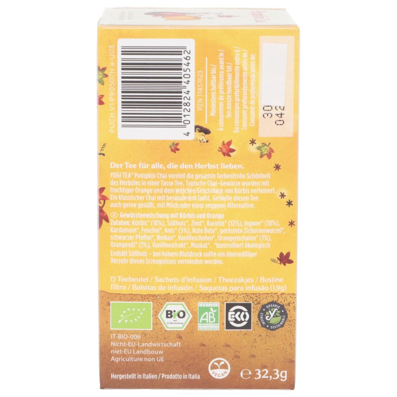 PUMPKIN CHAI BIO INFUSO FILTRI 32.3G YOGITEA