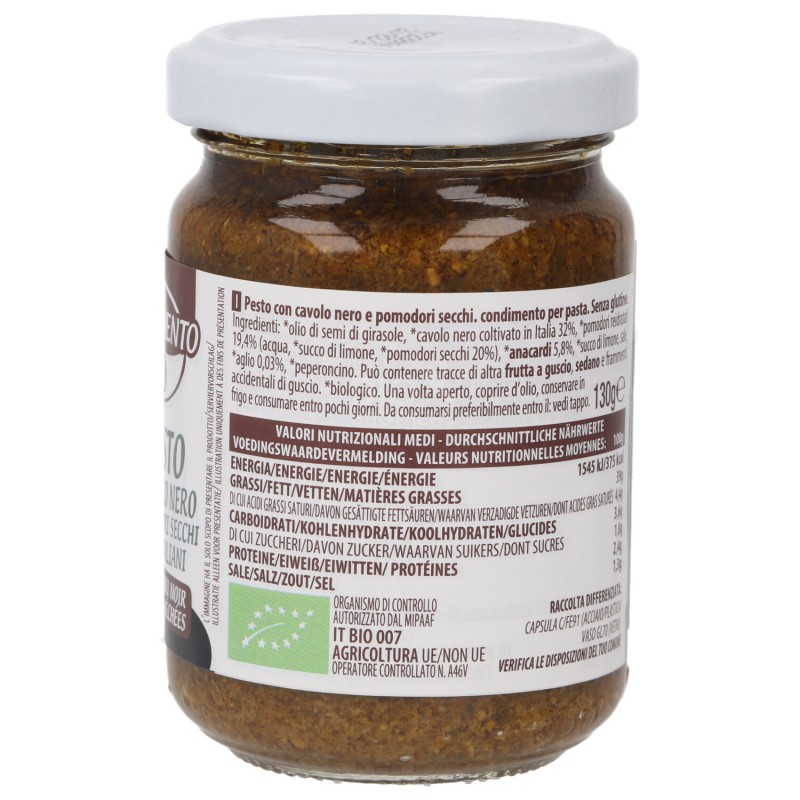 PESTO DI CAVOLO NERO E POMODORI SECCHI BIO 130G