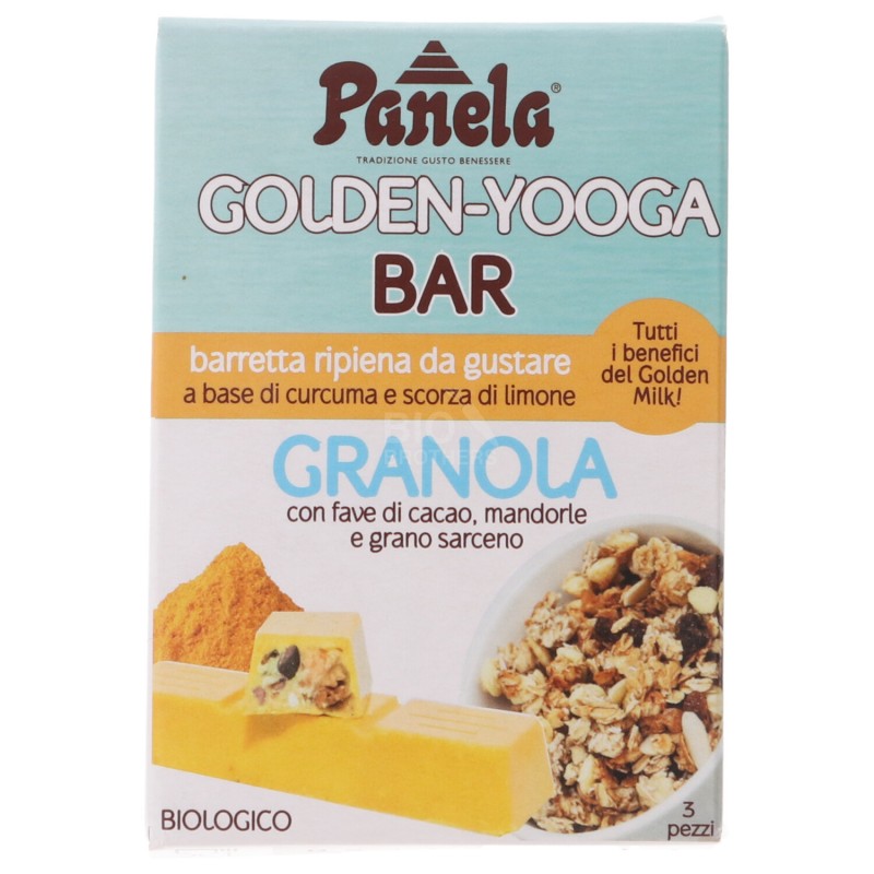 Barretta al cioccolato bianco e curcuma con fave di cacao