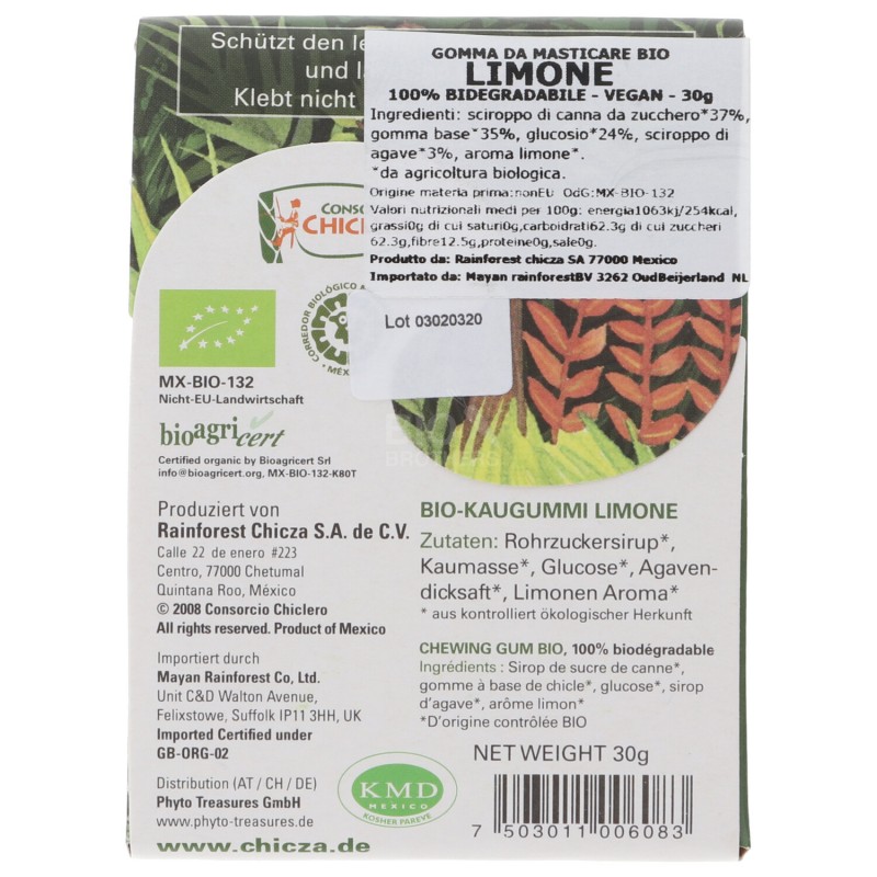 Chewing gum biologici al limone