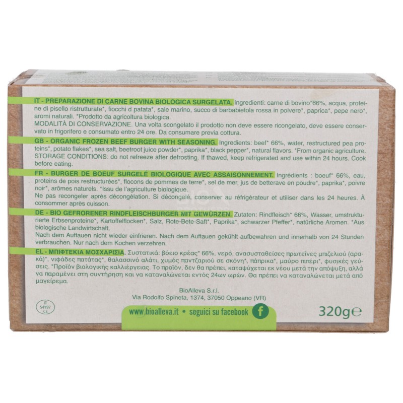 HAMBURGER BOVINO 320GR BIOALLEVA