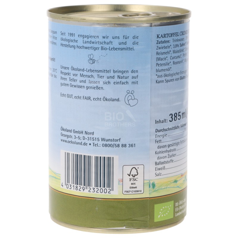ZUPPA CREMA DI PATATE BIO VEGETALE 400G OKO