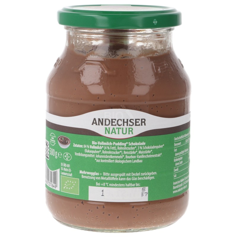 BUDINO AL CIOCCOLATO BIO IN VASO XL 500G AND.