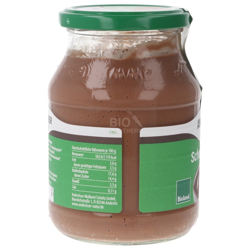 BUDINO AL CIOCCOLATO BIO IN VASO XL 500G AND.