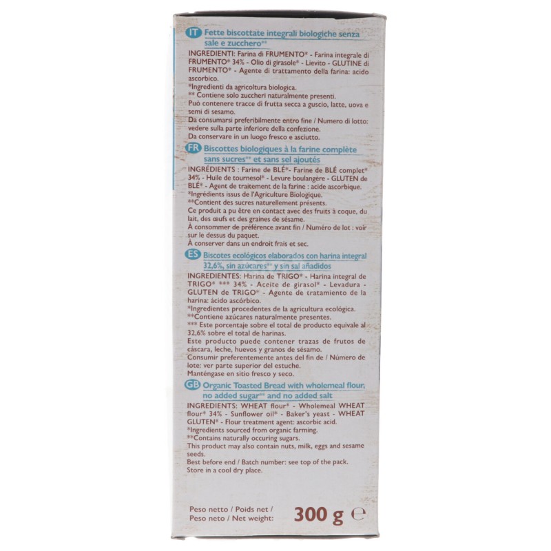 Fette biscottate senza sale aggiunto