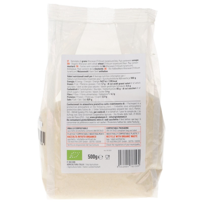 SEMOL.GR.KHORASAN 500GR BIO