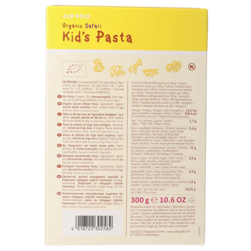KID'S PASTA SAFARI BIO 300G ALB GOLD