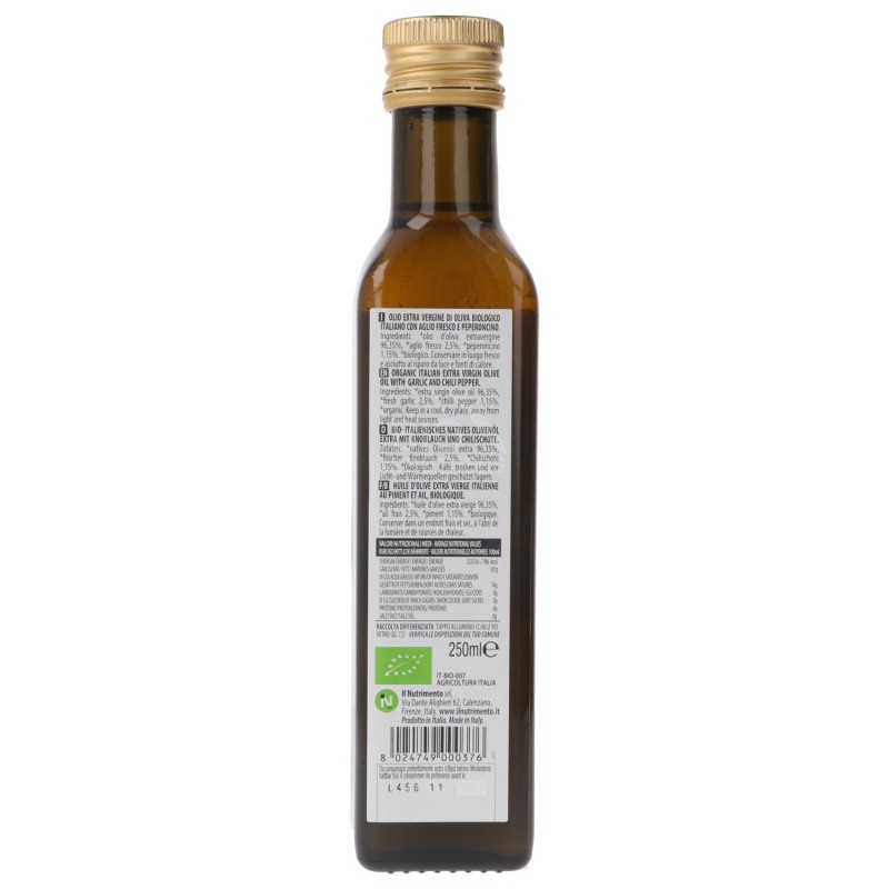 OLIO AGLIO E PEPERONCINO BIOLOGICO 250ML NUTRIMENTO