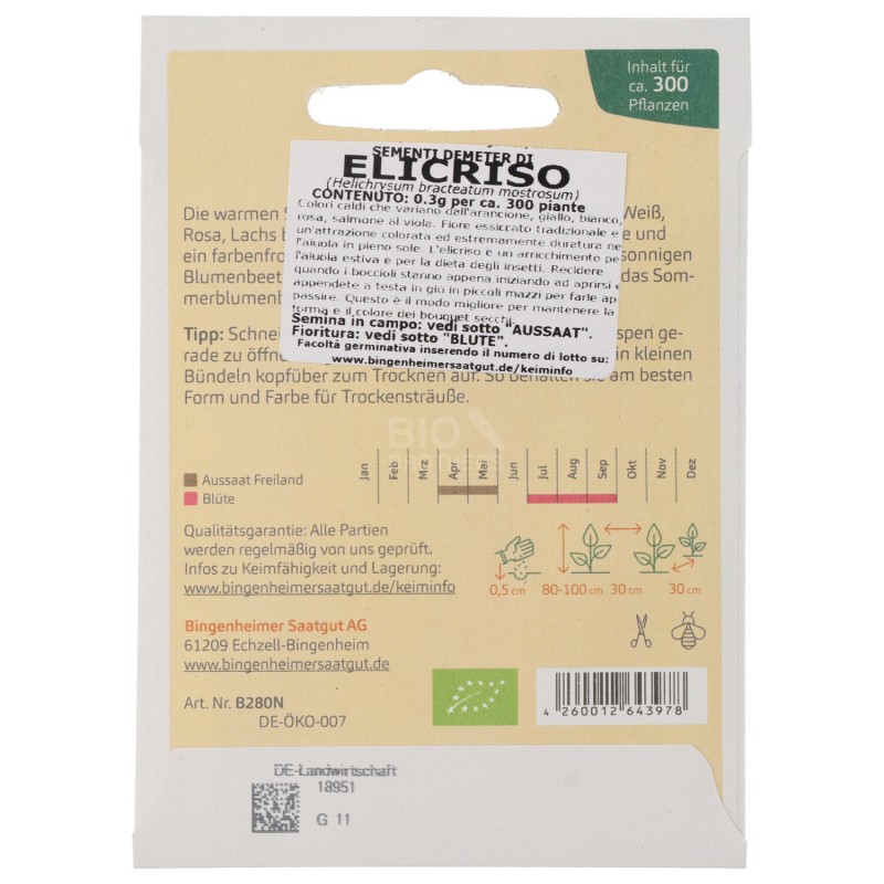 FIORI ELICRISO ALTO SEMENTI DEMETER