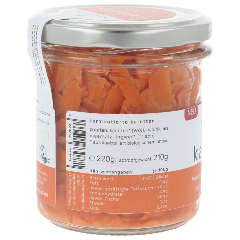 Carote bio fermentate allo zenzero