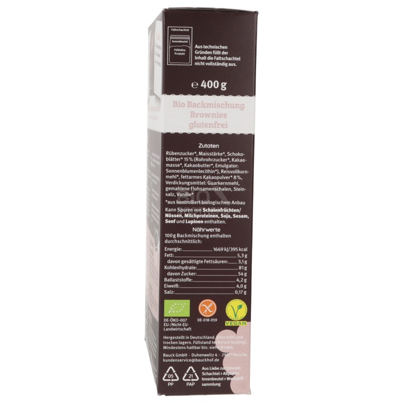 Preparato per brownies senza glutine