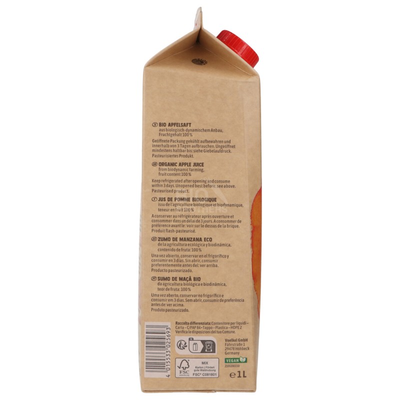 SUCCO DI MELA BIO DEMETER NON FILTRATO 1LT VOELKEL
