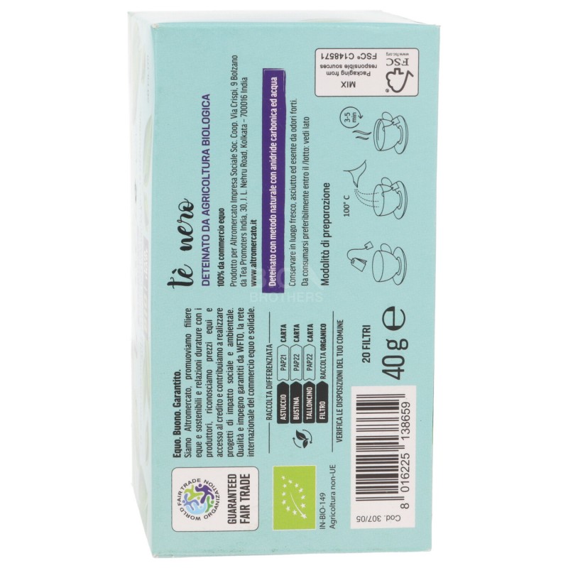 Tè nero bio deteinato