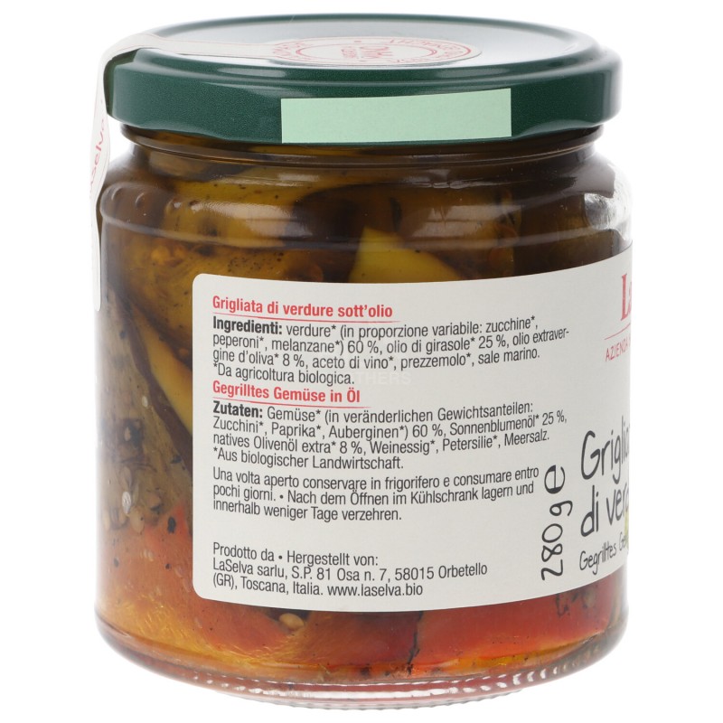 Grigliata vegan di verdure bio sott'olio
