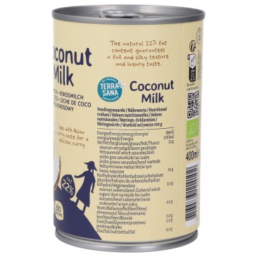 LATTE DI COCCO 22% GRASSI BIO 400ML TERRASANA LATTE DI COCCO 22% GRASSI BIO 400ML TERRASANA