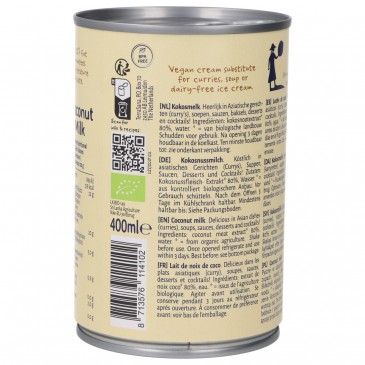 LATTE DI COCCO 22% GRASSI BIO 400ML TERRASANA LATTE DI COCCO 22% GRASSI BIO 400ML TERRASANA