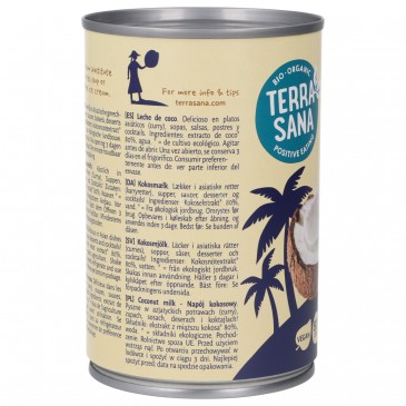 LATTE DI COCCO 22% GRASSI BIO 400ML TERRASANA LATTE DI COCCO 22% GRASSI BIO 400ML TERRASANA