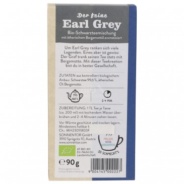 Té Nero Earl Grey biologico al bergamotto in sacchetto Té Nero Earl Grey biologico al bergamotto in sacchetto