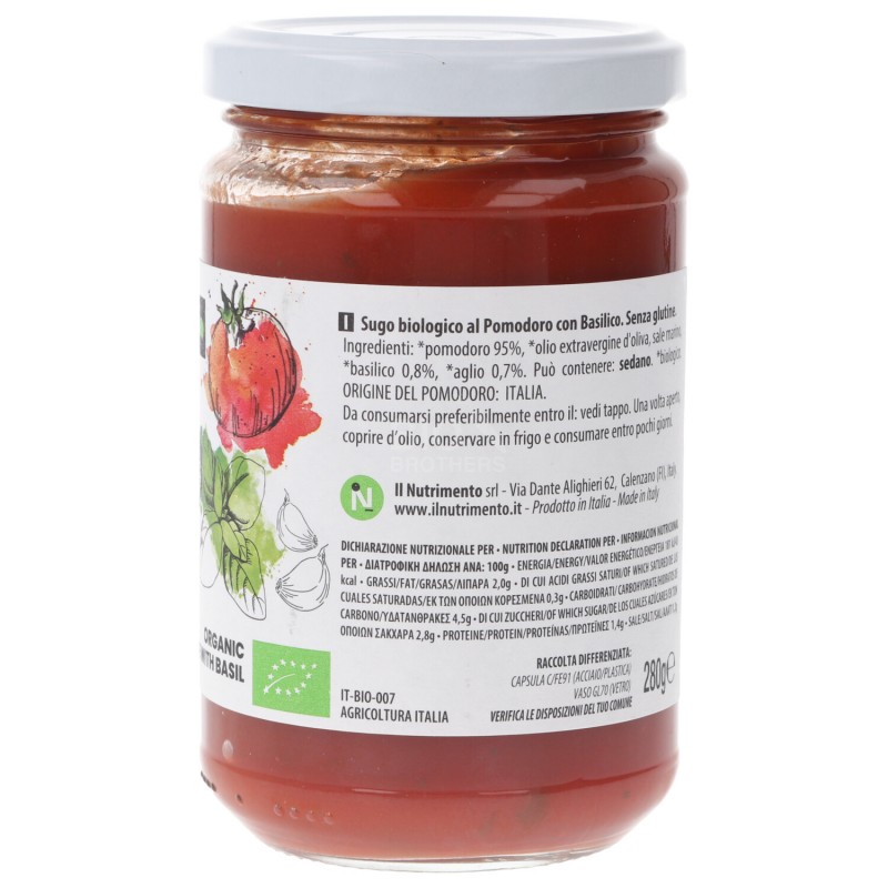 Sugo al pomodoro con basilico bio