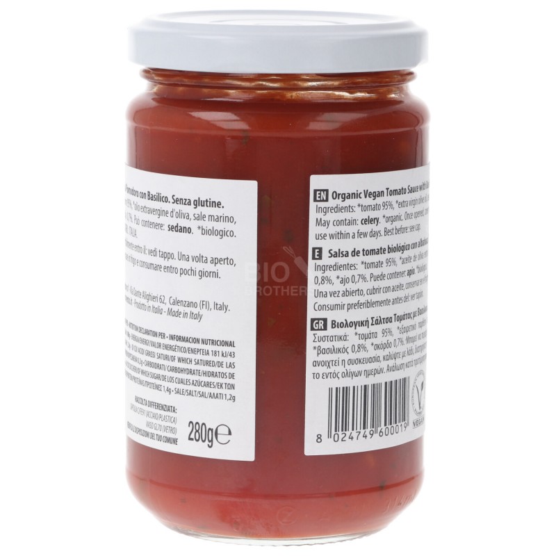 Sugo al pomodoro con basilico bio