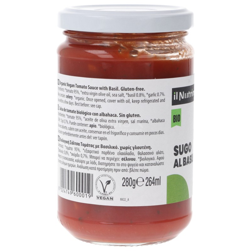 Sugo al pomodoro con basilico bio