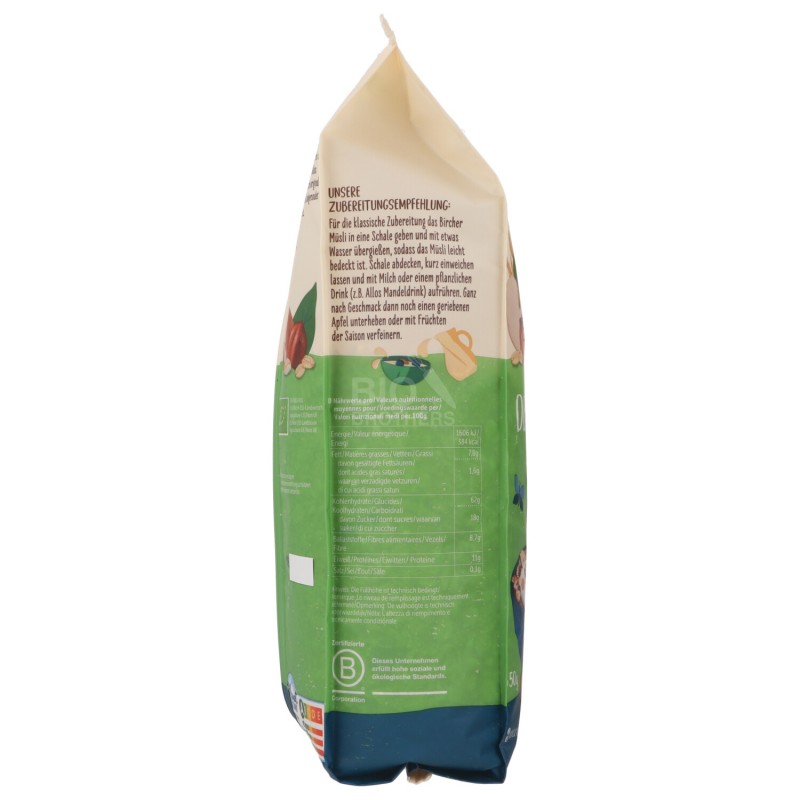 BIRCHER MUESLI BIO VEGAN CEREALI SEMI E FRUTTA SECCA 650G ALLOS