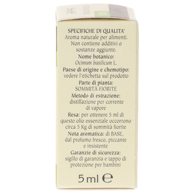 OLIO ESSENZIALE PURO DI BASILICO BIOLOGICO 5ML