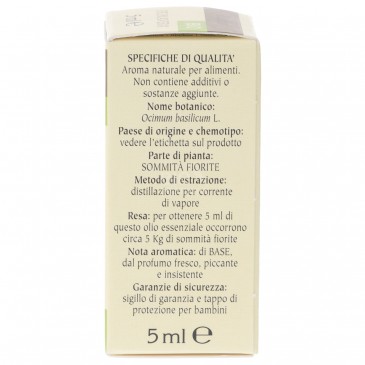 OLIO ESSENZIALE PURO DI BASILICO BIOLOGICO 5ML OLIO ESSENZIALE PURO DI BASILICO BIOLOGICO 5ML