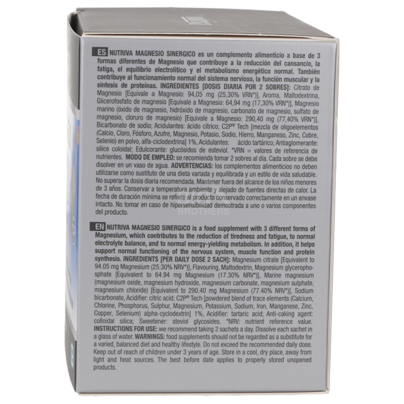 MAGNESIO SINERGICO BUSTINE GUSTO AGRUMI 66G NUTRIVA