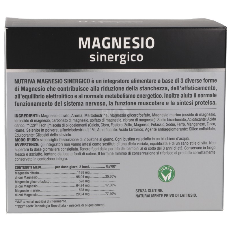 MAGNESIO SINERGICO BUSTINE GUSTO AGRUMI 66G NUTRIVA