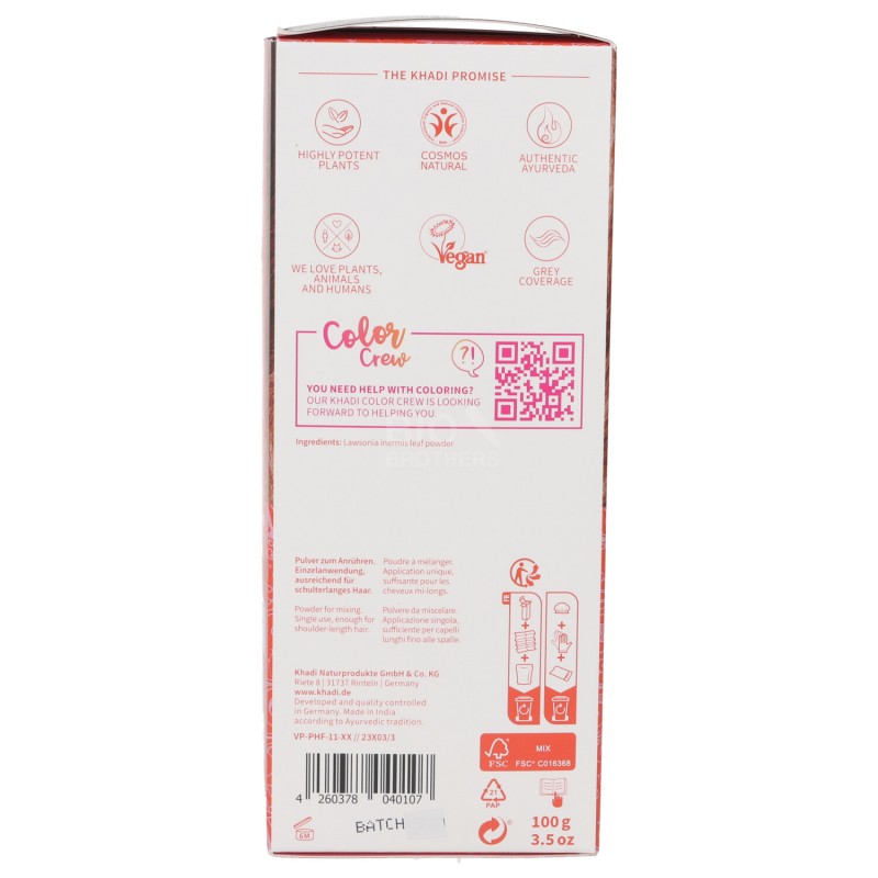 TINTA NAT.HENNE'PURO 100G KHADI