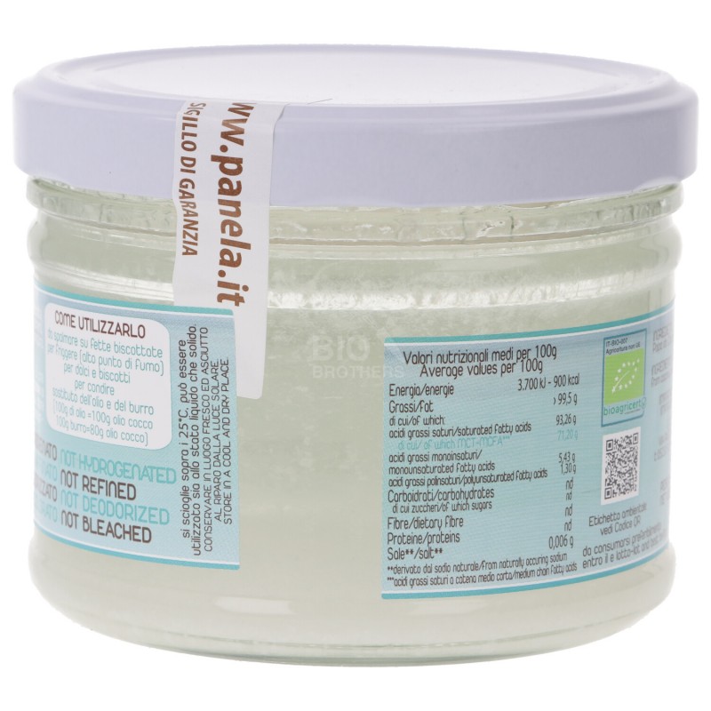 Olio di cocco vergine da polpa fresca bio