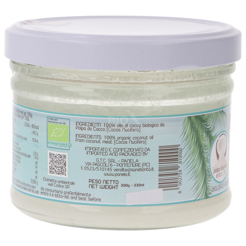 Olio di cocco vergine da polpa fresca bio