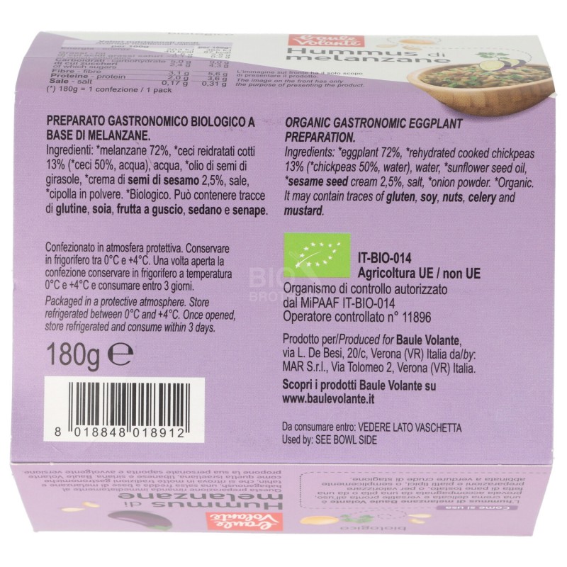 HUMMUS MELANZANE 180GR BV