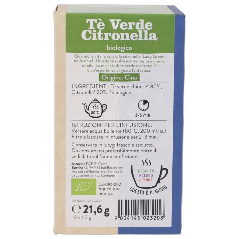 TE' VERDE CITRONELLA BIO FILT.18X1.2G SNN
