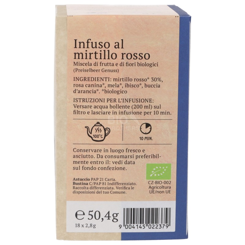 Infuso mirtillo rosso filtri