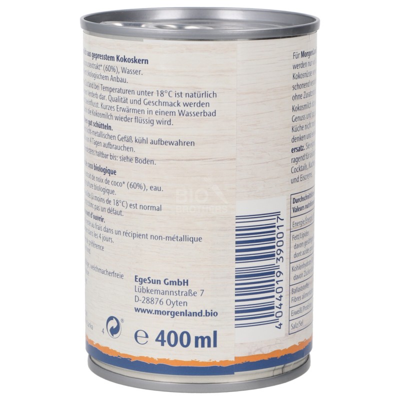 Latte di cocco Bio per cucinare in lattina