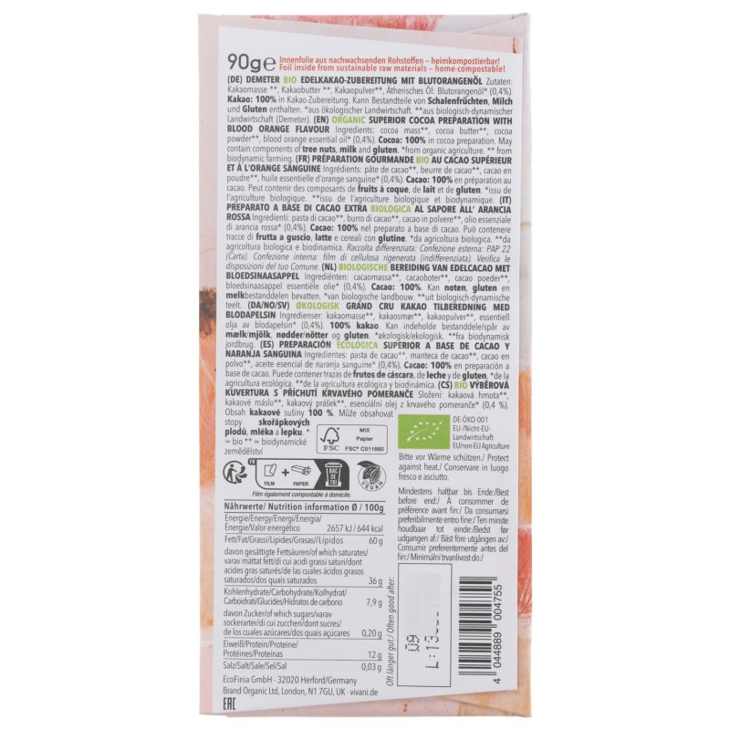 CIOCC.FOND.100% ARANCIO VEGAN DEMETER 90G