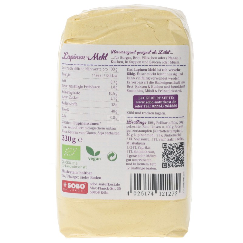 FARINA DI LUPINI BIOLOGICA 330G SOBO