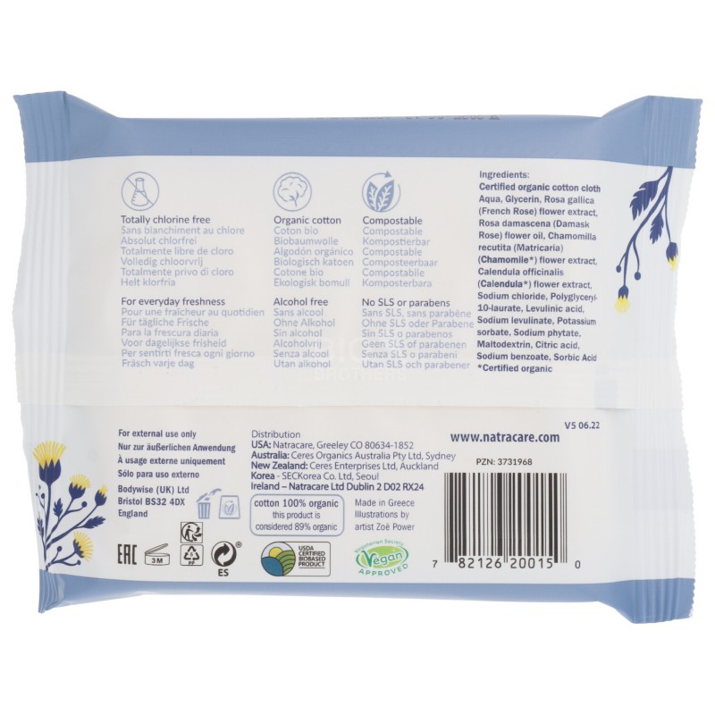 SALVIETTINE INTIME COT.BIO NATRACARE