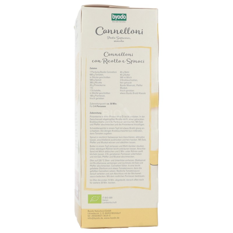 Cannelloni Biologici pasta di grano duro