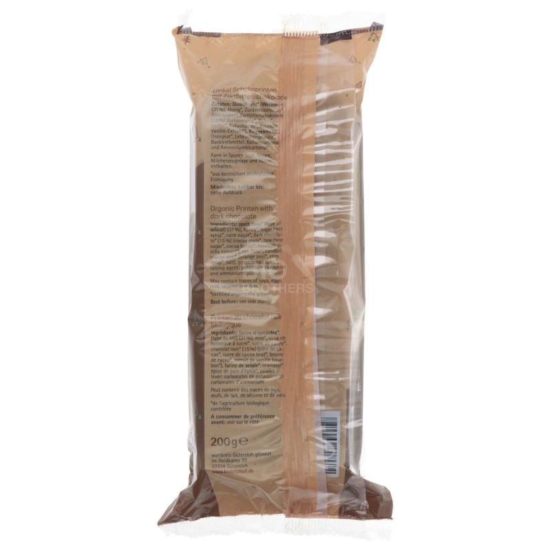 Biscotti Printen di farro speziati ricoperti cioccolato bio