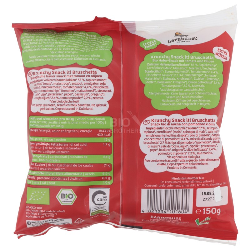 KRUNCHY SNACK BRUSCHETTA STYLE BIO 150G